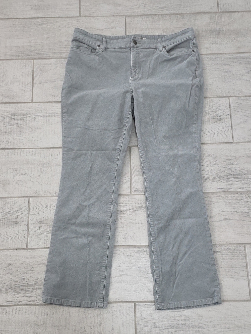 Lands End Corduroy Women's Size 16 Grey Mid Rise Demi Boot Fall Casual